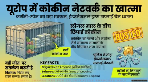 जर्मनी में टनों कोकीन जब्त, स्पेन में गिरफ्तारियां; यूरोप के बड़े ड्रग नेटवर्क पर कार्रवाई