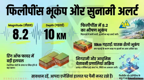 फिलीपींस के मिंडानाओ के पास 8.2 तीव्रता का शक्तिशाली भूकंप, सुनामी को लेकर कई क्षेत्रों में चेतावनी