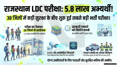 राजस्थान LDC भर्ती परीक्षा में 5.8 लाख अभ्यर्थी, 38 जिलों में कड़ी सुरक्षा के बीच शुरू हुई परीक्षा