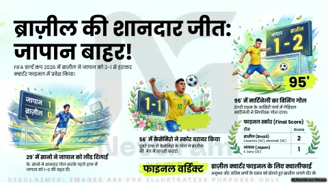 ब्राज़ील ने जापान को 2-1 से हराया, रोमांचक मुकाबले में आखिरी मिनट तक चला संघर्ष