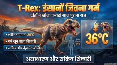 टी-रेक्स के इनेमल से निकला 'प्रीहिस्टोरिक थर्मामीटर'; गर्म खून वाले मेटाबॉलिज्म की पुष्टि: Science Advances Research Report