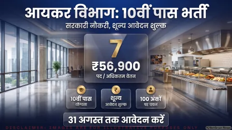 Income Tax Recruitment Alert: कैंटीन अटेंडेंट के पदों पर भर्ती; तुरंत पढ़ें 31 अगस्त तक आवेदन का पूरा प्रोसेस