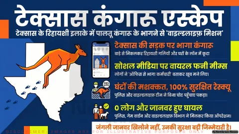 टेक्सास में भागा कंगारू, पूरा इलाका बना ‘वाइल्डलाइफ़ मिशन’, पुलिस भी रह गई हैरान
