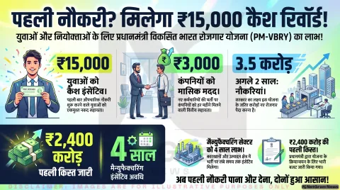 पहली बार नौकरी करने वालों के लिए बड़ी राहत, PM-VBRY योजना से मिलेगा कैश इंसेंटिव