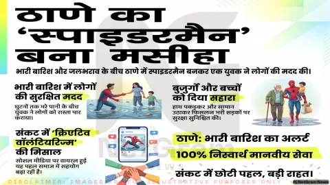 थाणे में ‘स्पाइडरमैन’ बनकर युवक ने जलभराव में फँसे लोगों की मदद की, वीडियो सोशल मीडिया पर वायरल