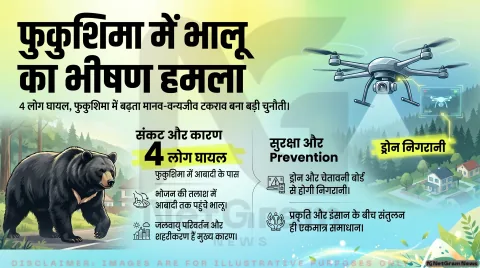 फुकुशिमा में भालू के हमले से चार लोग घायल, बढ़ती मानव-वन्यजीव टकराव की घटनाओं ने बढ़ाई चिंता