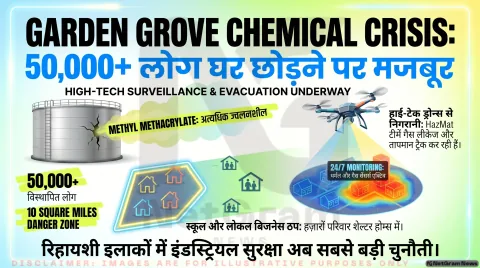 कैलिफ़ोर्निया के गार्डन ग्रोव में केमिकल टैंक संकट: 50 हज़ार से ज़्यादा लोग अब भी घरों से बाहर, इंडस्ट्रियल सुरक्षा पर उठे बड़े सवाल