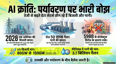 एआई डेटा सेंटरों की बढ़ती बिजली और पानी की खपत पर उठे सवाल, अमेरिका में तेज हुआ विरोध