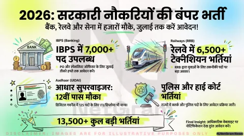 Railway & Banking Job Notification: 13,000 से अधिक पदों पर बंपर भर्तियां, तुरंत जानें आवेदन की अंतिम तारीख और योग्यता!
