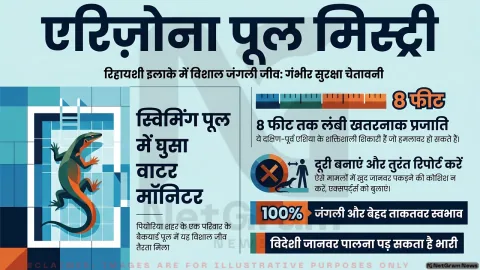 एरिज़ोना के स्विमिंग पूल में दिखा विशाल ‘एशियन वाटर मॉनिटर’, घर मालिक के उड़ गए होश