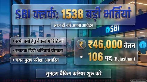 SBI Clerk Special Recruitment 2026: 1,538 बैकलॉग पदों पर आवेदन का आज आखिरी दिन; तुरंत करें अप्लाई