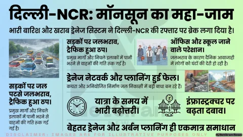 दिल्ली-NCR में मॉनसून की तेज़ बारिश से कई इलाकों में जलभराव, ट्रैफिक की रफ्तार थमी