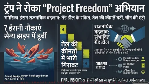 अमेरिका–ईरान तनाव में बड़ा मोड़: “Project Freedom” रुका, होर्मुज़ में शांति की उम्मीद