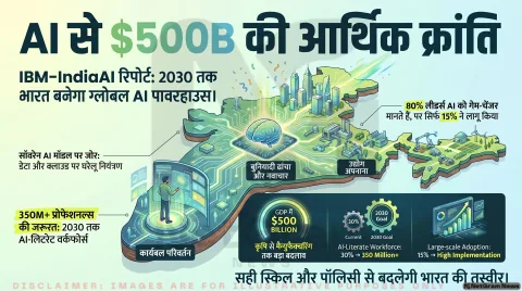 AI से बदल सकती है भारत की अर्थव्यवस्था, 2030 तक GDP में 500 अरब डॉलर का अतिरिक्त योगदान संभव: IBM–IndiaAI रिपोर्ट