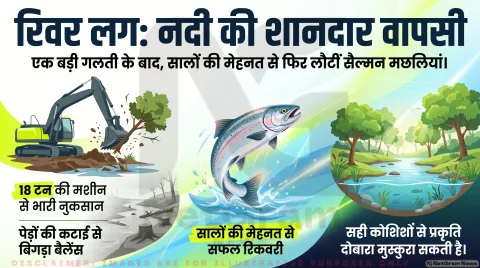 किसान की एक गलती से बिगड़ी नदी, सालों की मेहनत के बाद फिर लौटी सैल्मन मछलियां