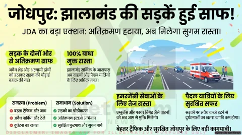जोधपुर: जेडीए का अतिक्रमण हटाओ अभियान जारी, झालामंड सर्किल क्षेत्र में सड़कें हुईं साफ