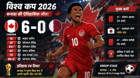 विश्व कप 2026: कनाडा ने कतर को 6-0 से रौंदा, जोनाथन डेविड की हैट्रिक के बीच इस्माइल कोने की गंभीर चोट ने बढ़ाई चिंता