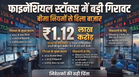 IRDAI के खर्च व कमीशन नियमों से 12 बड़े वित्तीय शेयरों का मार्केट कैप ₹1.12 लाख करोड़ घटा: Financial Sector Selloff Alert 2026