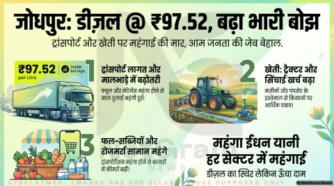 जोधपुर में डीज़ल 97.52 रुपये लीटर, ट्रांसपोर्ट से लेकर खेती तक बढ़ा लागत का दबाव