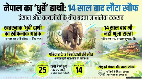 नेपाल में हाथी का 14 साल पुराना हमला फिर चर्चा में, नए घर तक पहुंचकर एक ही परिवार के दो लोगों की मौत का दावा