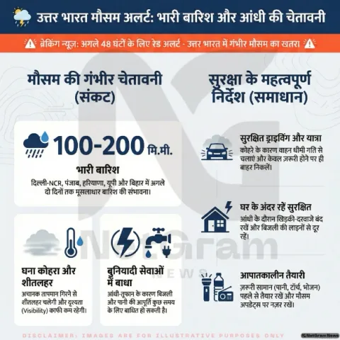 2 दिन भारी बारिश का अलर्ट, उत्तर भारत में आंधी-तूफान के आसार; ठंडी हवा और कोहरे की चेतावनी