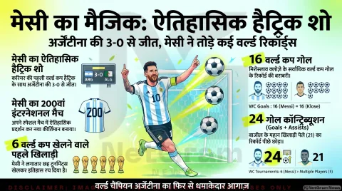 मेसी का ऐतिहासिक हैट्रिक शो, अर्जेंटीना ने अल्जीरिया को 3-0 से हराकर किया विजयी आगाज