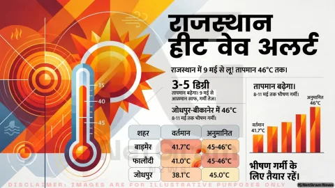 राजस्थान में फिर बढ़ेगी भीषण गर्मी, 45–46 डिग्री तक पहुंच सकता है तापमान