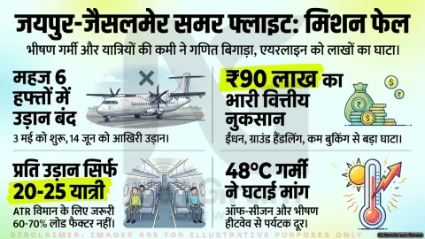 छह हफ्ते में थमी जयपुर–जैसलमेर समर फ्लाइट, कम यात्रियों और गर्मी ने बिगाड़ा गणित