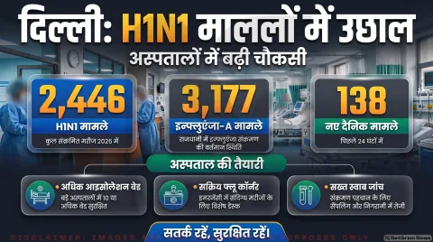 Delhi H1N1 Health Alert: सरकारी अस्पतालों में आइसोलेशन बेड बढ़ाने के निर्देश; तुरंत पढ़ें स्वास्थ्य विभाग की पूरी एडवाइजरी