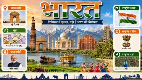 India Profile 2026: जानिए भारत की राजधानी, अर्थव्यवस्था, प्रधानमंत्री, भाषाएं, धर्म और खेल व्यवस्था