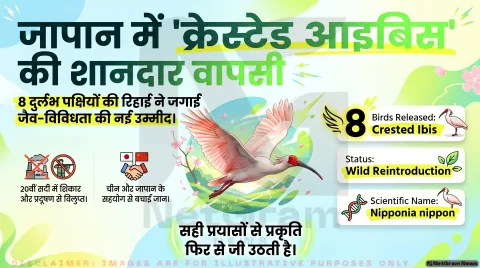 जापान में लौट रही एक खोई हुई पहचान: क्रेस्टेड आइबिस की वापसी ने जगाई नई उम्मीद